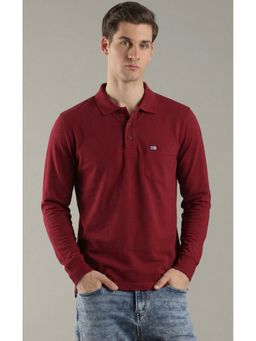 SANDPIPER - Maroon Men Neck Full Sleeve Polo T-Shirt