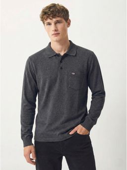 SANDPIPER - Charcoal Men's Neck Full Sleeve Polo T-Shirt