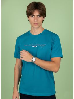 SANDPIPER - Teal Men Round Neck Half Sleeve T-Shirt