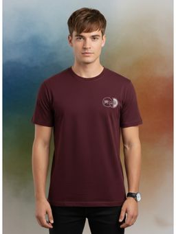 SANDPIPER - Burgundy Mens Round Neck Half Sleeve T-Shirt