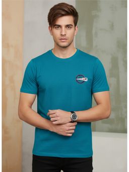 SANDPIPER - Teal Mens Round Neck Half Sleeve T-Shirt