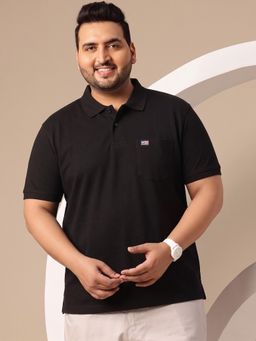 SANDPIPER - Black Men's Round Neck Half Sleeve Polo T-Shirt