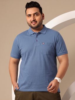 SANDPIPER - Men'S Blue Round Neck Half Sleeve Polo T-Shirt