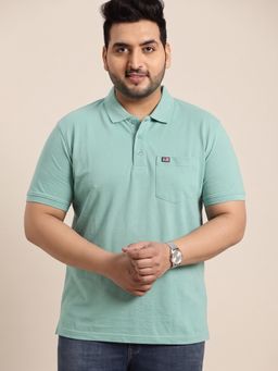 SANDPIPER - Men Green Round Neck Half Sleeve Polo T-Shirt