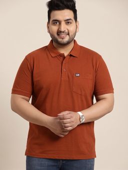 SANDPIPER - Rust Men Round Neck Half Sleeve Polo T-Shirt