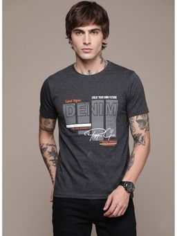 SANDPIPER - Men Charcoal Round Neck Half Sleeve T-Shirt