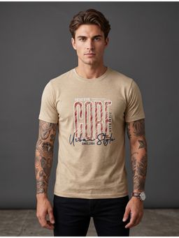 SANDPIPER - Beige Men's Round Neck Half Sleeve T-Shirt