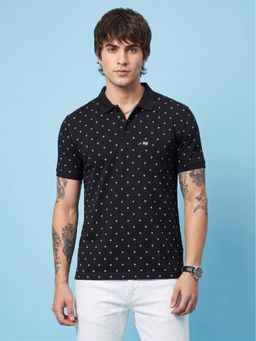 SANDPIPER - Black Men Neck Half Sleeve Polo T-Shirt