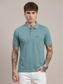 SANDPIPER - Green Men Neck Half Sleeve Polo T-Shirt