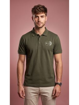 SANDPIPER - Olive Men Neck Half Sleeve Polo T-Shirt