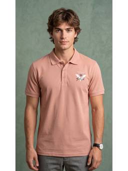 SANDPIPER - Peach Men Neck Half Sleeve Polo T-Shirt