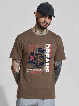 SANDPIPER - Men's Brown Round Neck Half Sleeve T-Shirt