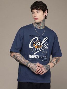SANDPIPER - Navy Blue Mens Round Neck Half Sleeve T-Shirt