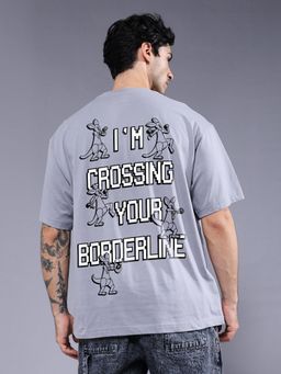 PRONK - Grey Chasing Borderline Men Oversized T-Shirt