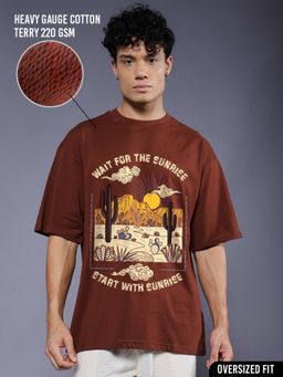 PRONK - Brown Desert Sunshine Men Premium Oversized Terry T-Shirt