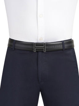 Tommy Hilfiger - Men Houghton Leather Reversible Belt - Black & Navy Blue