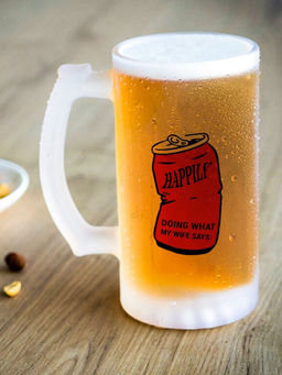 Indigifts - Valentine Day Glass Beer Mug 470 Ml - Gift For Boyfriend