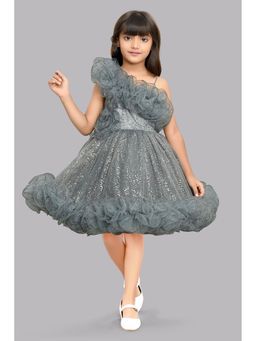 Pink Chick - Sequined One Shoulder Party Dress-Grey