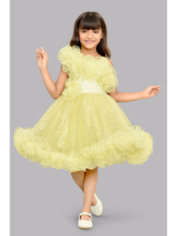 Pink Chick - Sequined One Shoulder Party Dress-Yellow