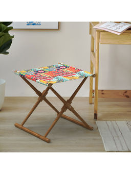 Chumbak - Bistro Foldable Stool Floral Swirls Red