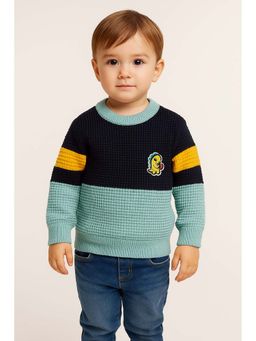 Knitco - Navy Blue Colorblock Regular Sweater