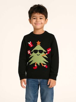 Knitco - Black Woven Regular Sweater