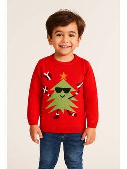 Knitco - Red Woven Regular Sweater