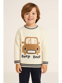 Knitco - Cream Woven Regular Sweater