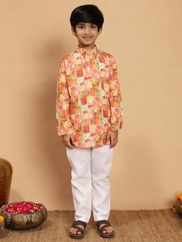 BT DEZINES - Orange Printed Regular Kurta and Pyjama
