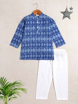 The Magic Wand - Blue Printed Regular Kurta and Pyjama
