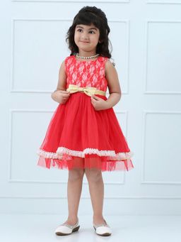 Mark & Mia - Red Sleeveless Bow Applique Frock