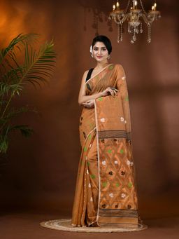 DESH BIDESH - Resham Dhakai Jamdani Cotton Silk Handloom Kohinoor Jamdani Saree without Blouse