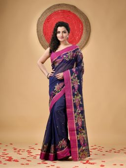 DESH BIDESH - Traditional Pure Handloom Cotton Padmo Woven Design Saree without Blouse