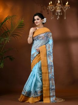 DESH BIDESH - Traditional Pure Handloom Cotton Padmo Woven Design Saree without Blouse
