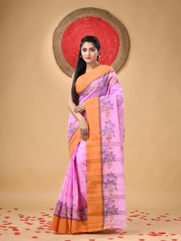DESH BIDESH - Traditional Pure Handloom Cotton Padmo Woven Design Saree without Blouse