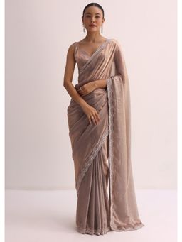 KALKI FASHION - Copper with Embroidered Border Saree with Unstitched Blouse