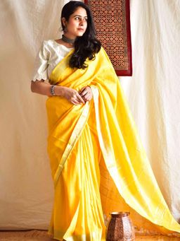 Sundarii - Gehraiyaan - Cotton Zari Border Saree with Unstitched Blouse