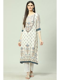 Biba - Women Cream Floral Printed Kurta
