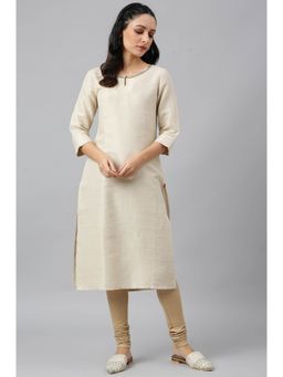 W - Beige Printed Kurta