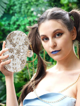 Odette - White Printed Clutches