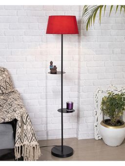 Homesake - Black Duo Shelf Metal Floor Lamp, Red