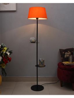 Homesake - Black Duo Shelf Metal Floor Lamp, Orange