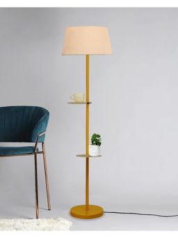 Homesake - Golden Duo Shelf Metal Floor Lamp, Off White