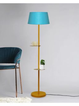 Homesake - Golden Duo Shelf Metal Floor Lamp, Turquoise