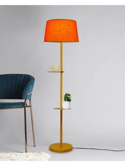 Homesake - Golden Duo Shelf Metal Floor Lamp, Orange