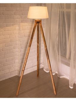 Homesake - Wood Tripod Floor Lamp, with White shade