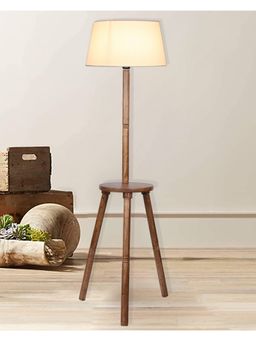Homesake - Table, Tripod Wooden Floor Lamp, Khadi Shade