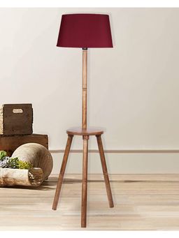 Homesake - Table, Tripod Wooden Floor Lamp, Red Shade