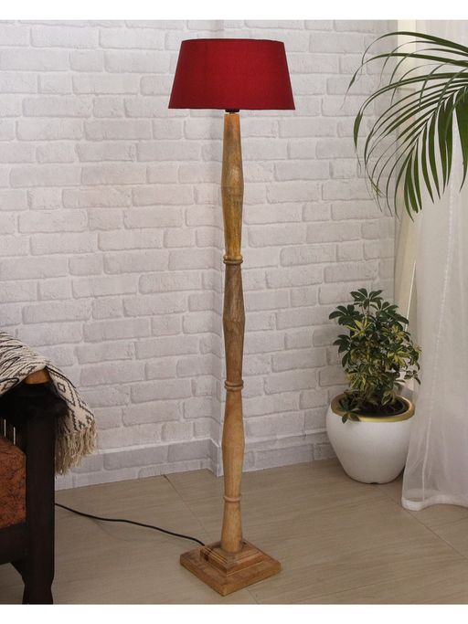 Homesake Red Wood Antique Fabric Drum Shade Natural