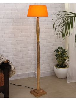 Homesake - Orange Wood Antique Fabric Drum Shade Natural
